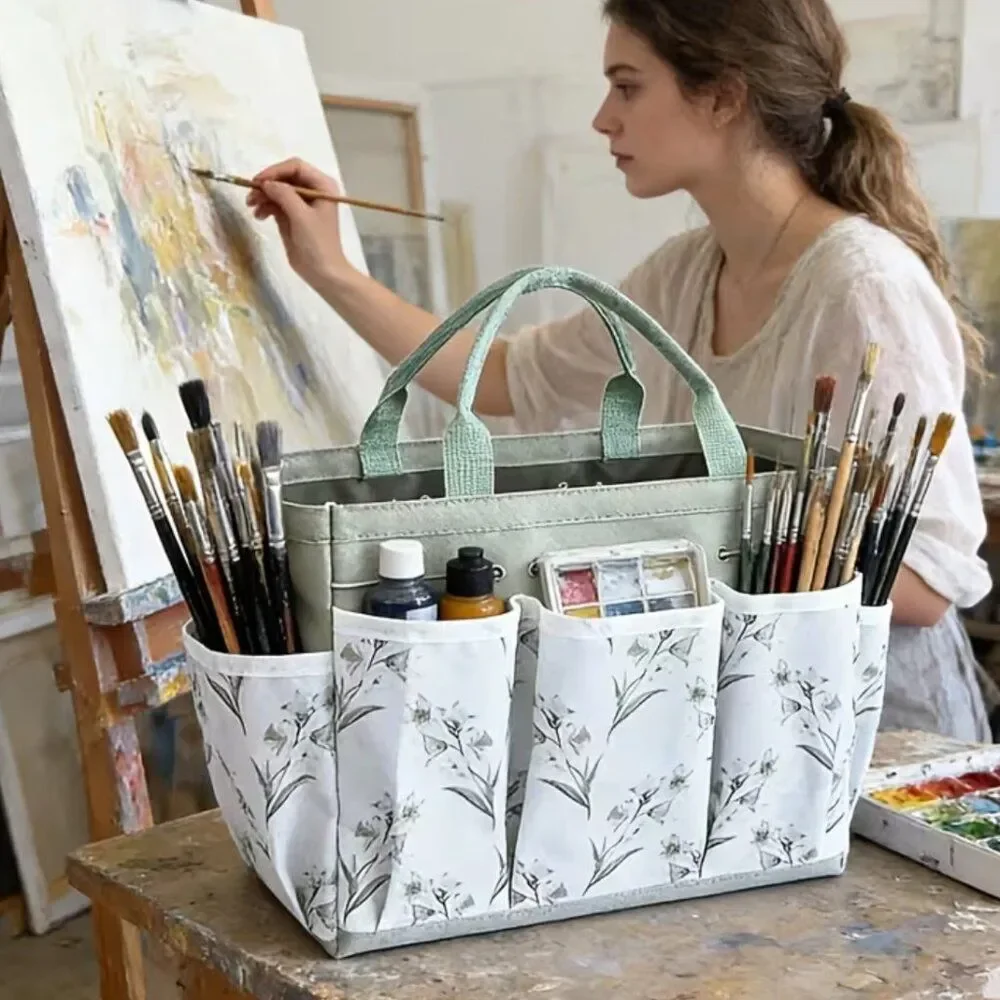 Stylish Printed Tote Bag Multi-Purpose Home Organizer Multiple Pockets Practical